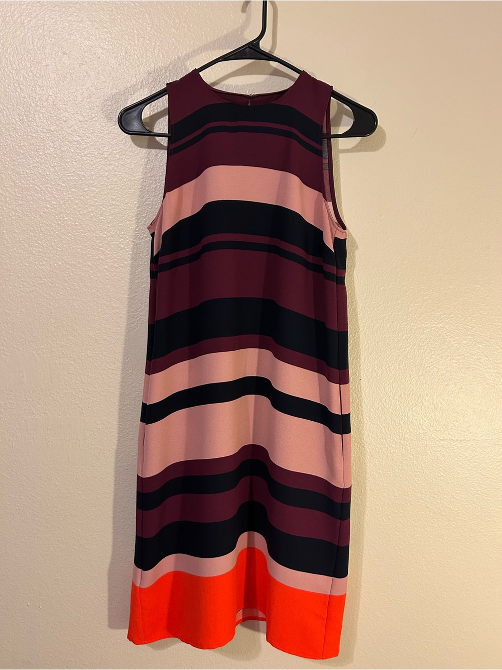 Ann Taylor Sleeveless Midi Dress in Burgundy, Black, Pink & Orange